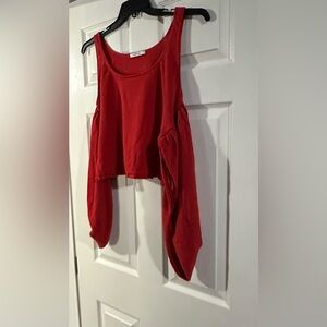 The Fold Red Women's Long Sleeve Crop Top is a size Large.